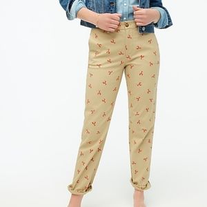 🦞 J CREW  Lobster high-rise girlfriend chino pant. NWT  6